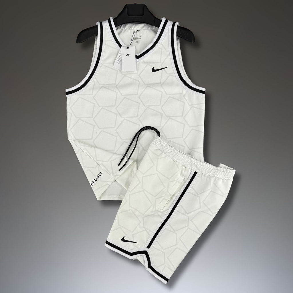 Nike moški komplet brez rokavov s kratkimi hlačami, bela. Vrhunska kakovost