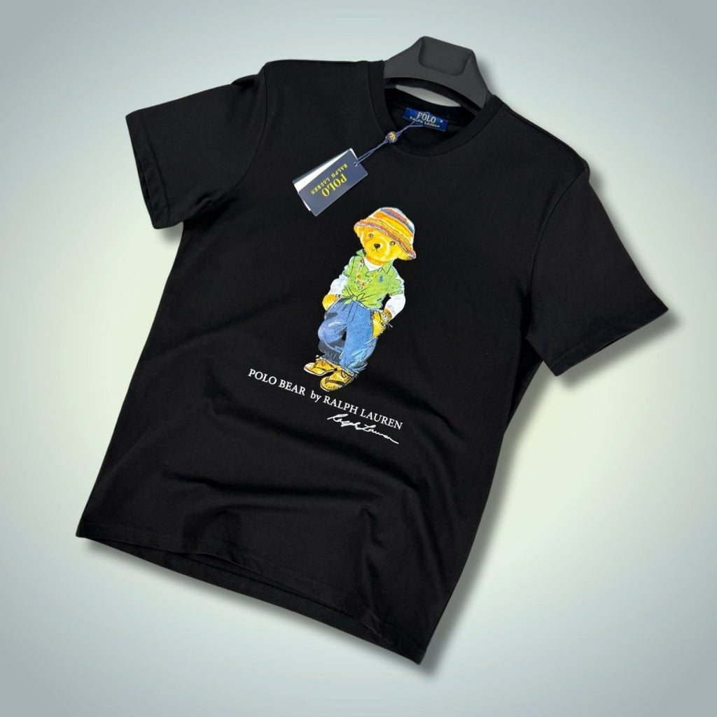 Ralph Lauren, moška majica s potiskom velikega medveda, črna. Vrhunska kakovost