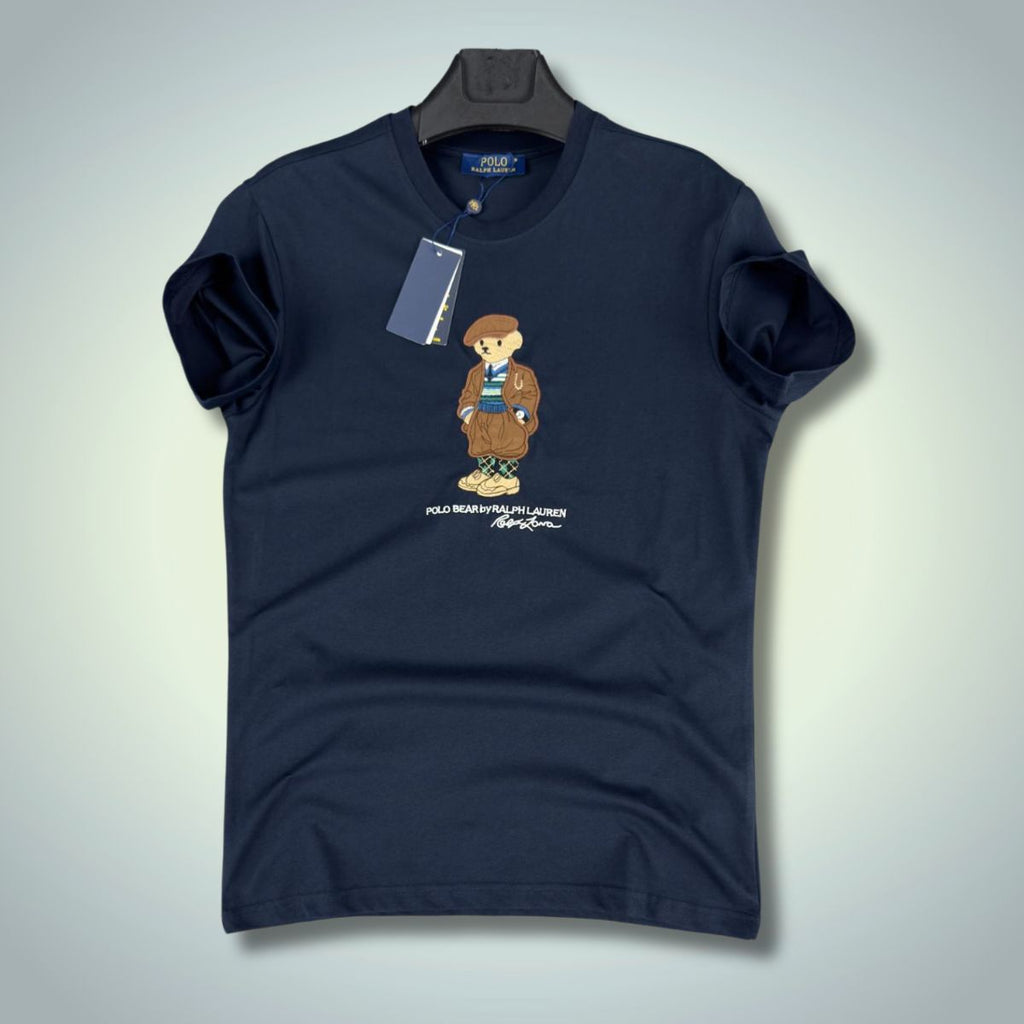 Moška majica Ralph Lauren, izvezen medved, temno modra. Vrhunska kakovost