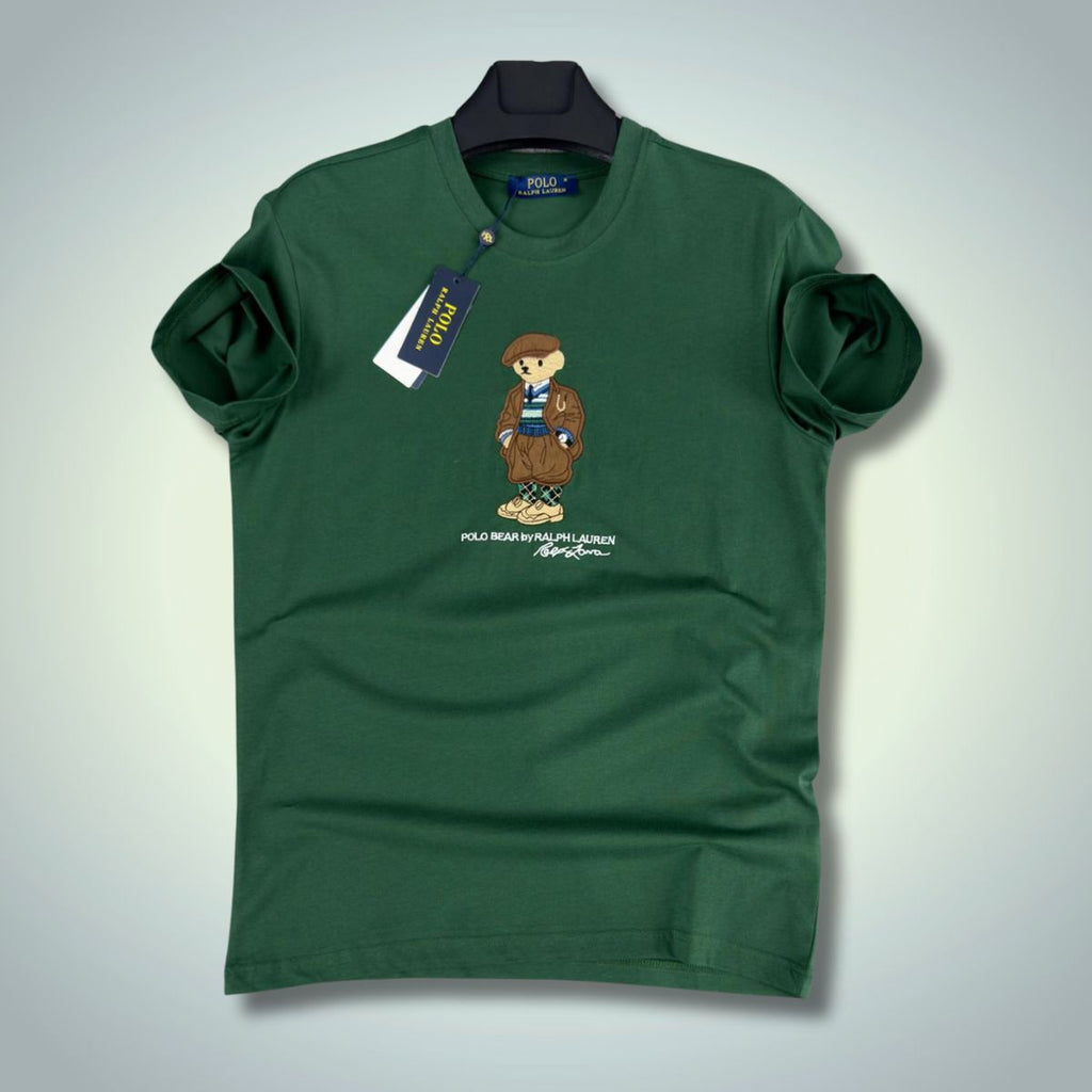 Moška majica Ralph Lauren, izvezen medved, zelena. Premijska kakovost