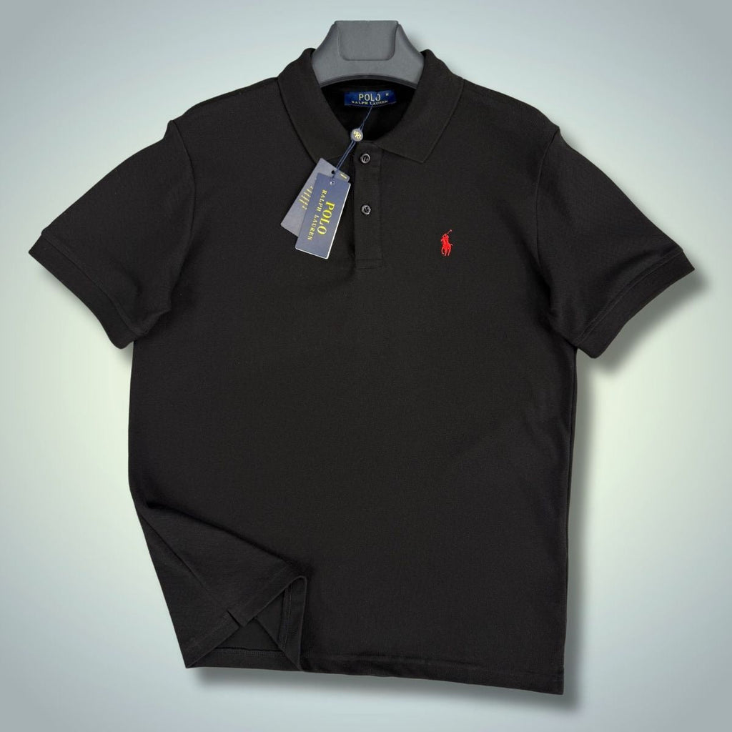 Ralph Lauren moška polo majica, rdeč logotip, črna. Vrhunska kakovost