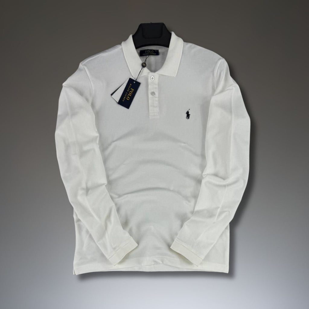 Ralph Lauren moška polo majica z dolgimi rokavi, bela. Premium kakovost