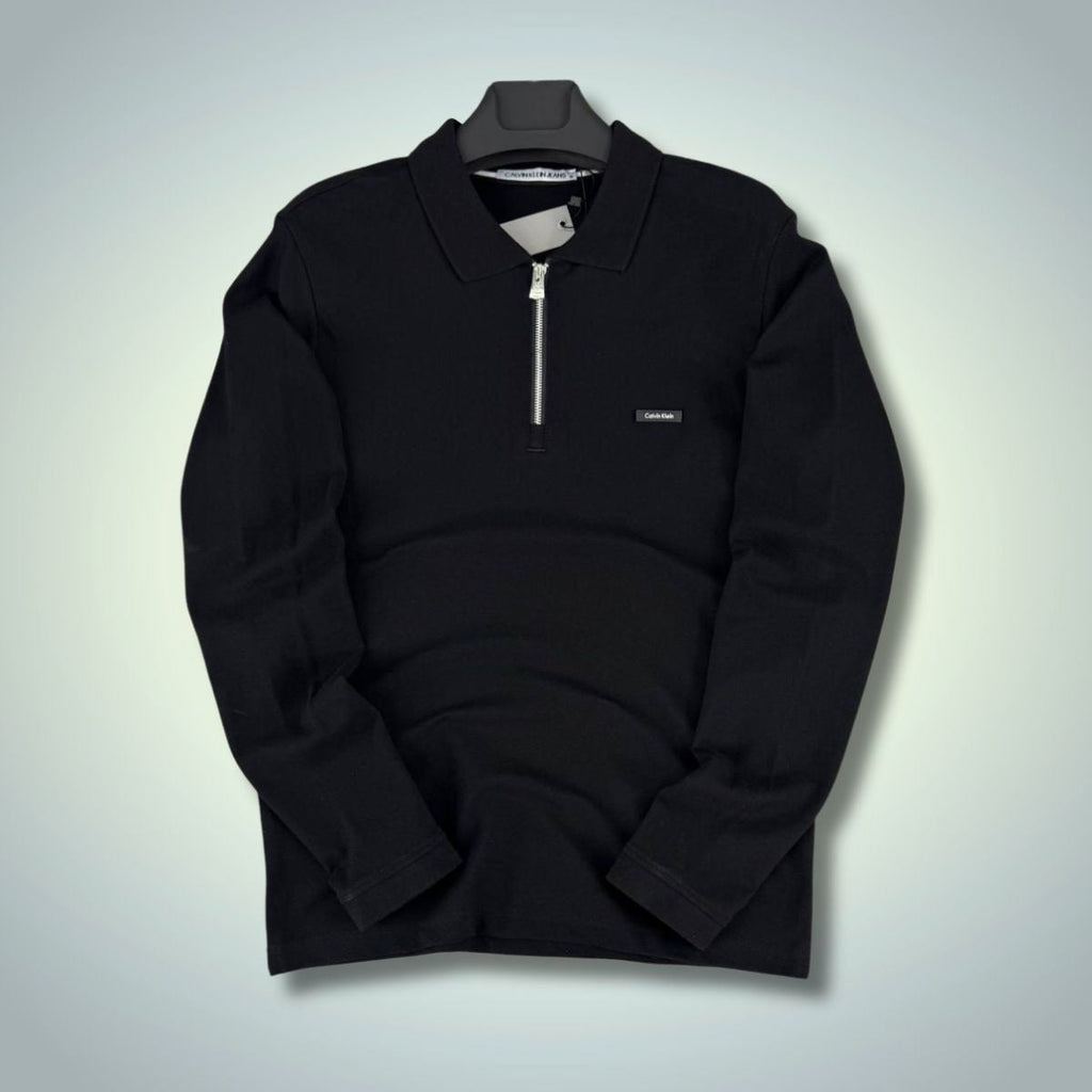 Calvin Klein moška polo majica z dolgimi rokavi, črna. Premium kakovost