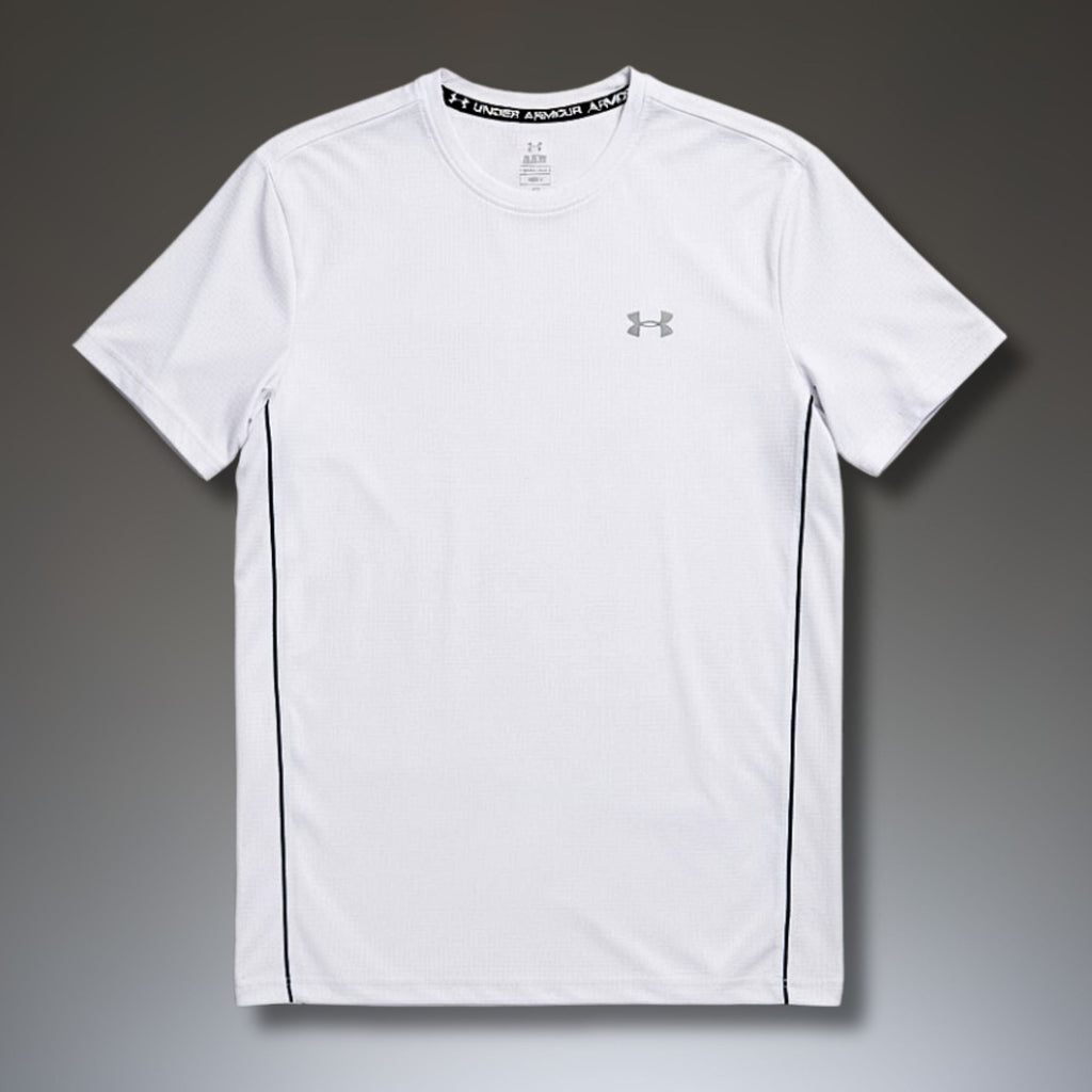 Moška bela majica Under Armour, velik logo na hrbtu. Premium kakovost