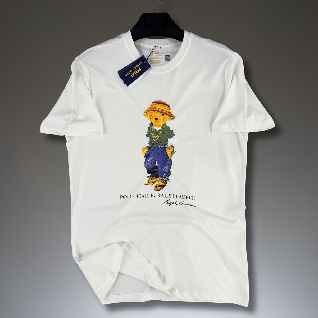 Moška bela majica Ralph Lauren, potisk medvedek. Premium kakovost