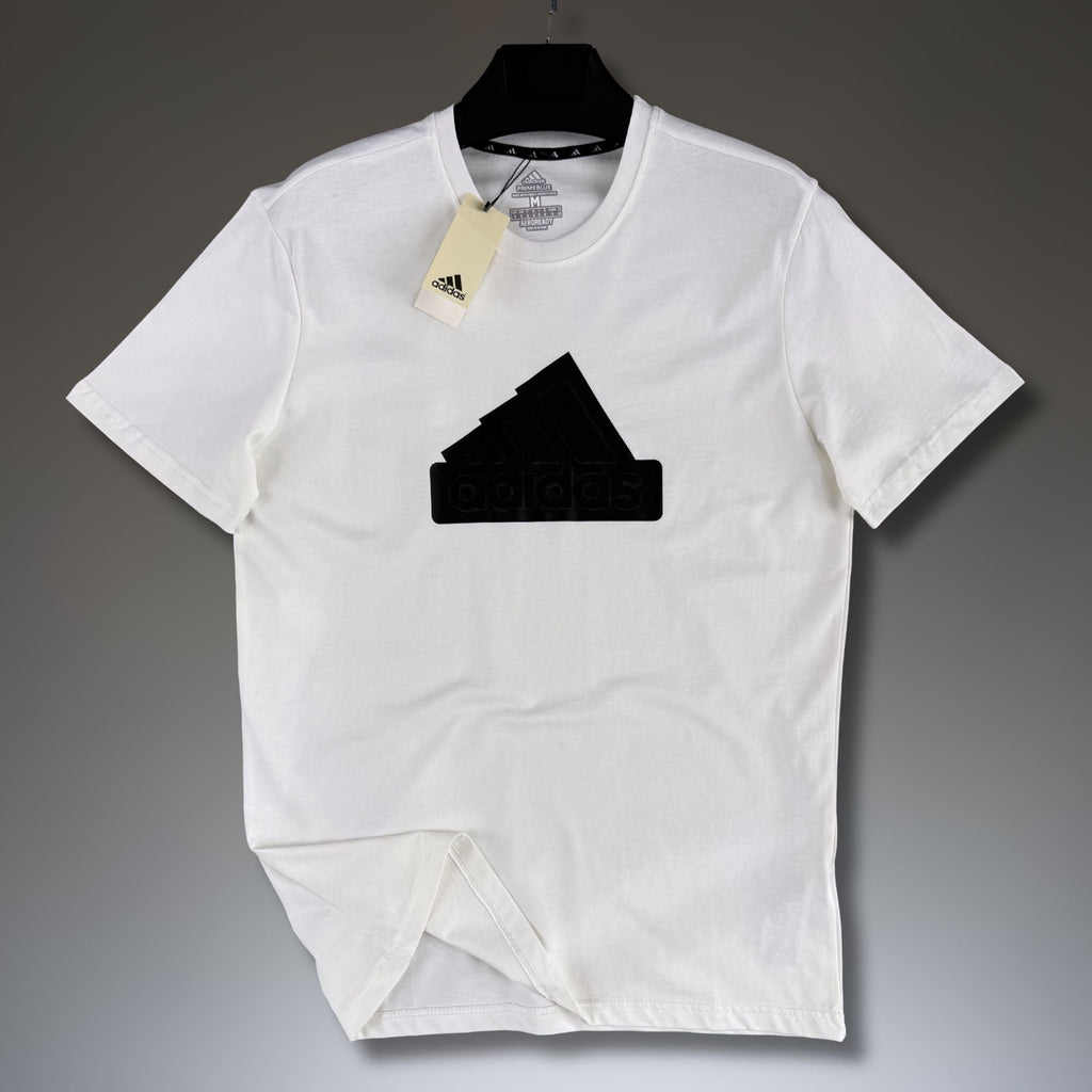 Moški beli majica Adidas, veliko logotip. Premium kakovost