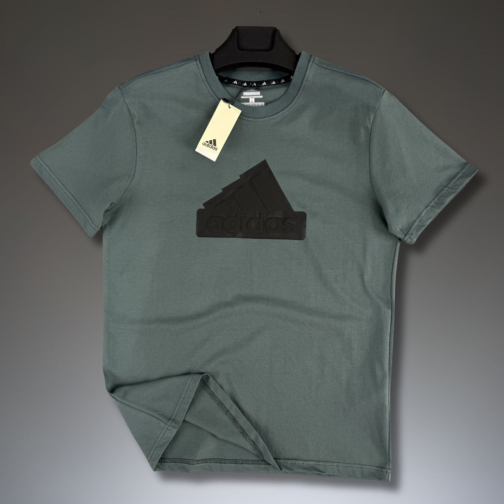 Moški vrtnarsko zeleni majica Adidas, veliko logotip. Premium kakovost