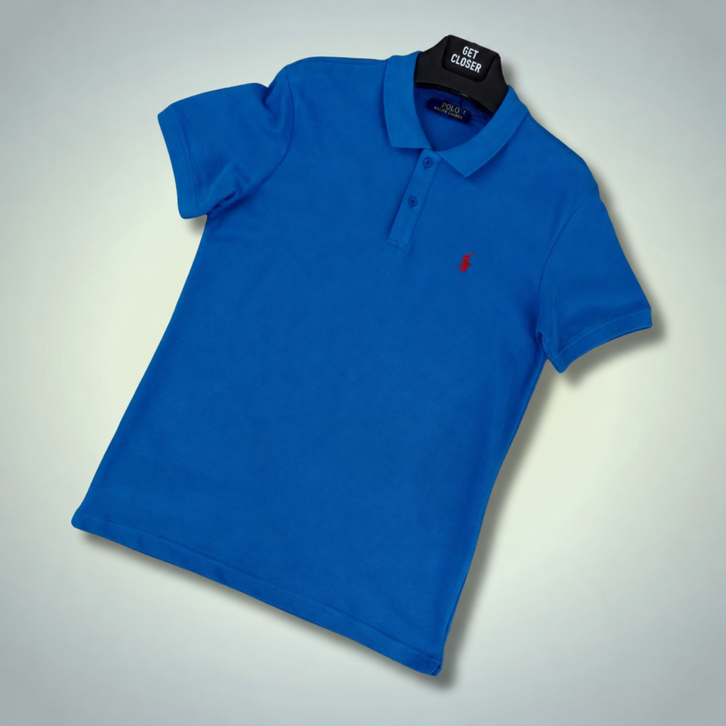 Ralph Lauren moška polo majica, rdeč logotip, modra. Vrhunska kakovost