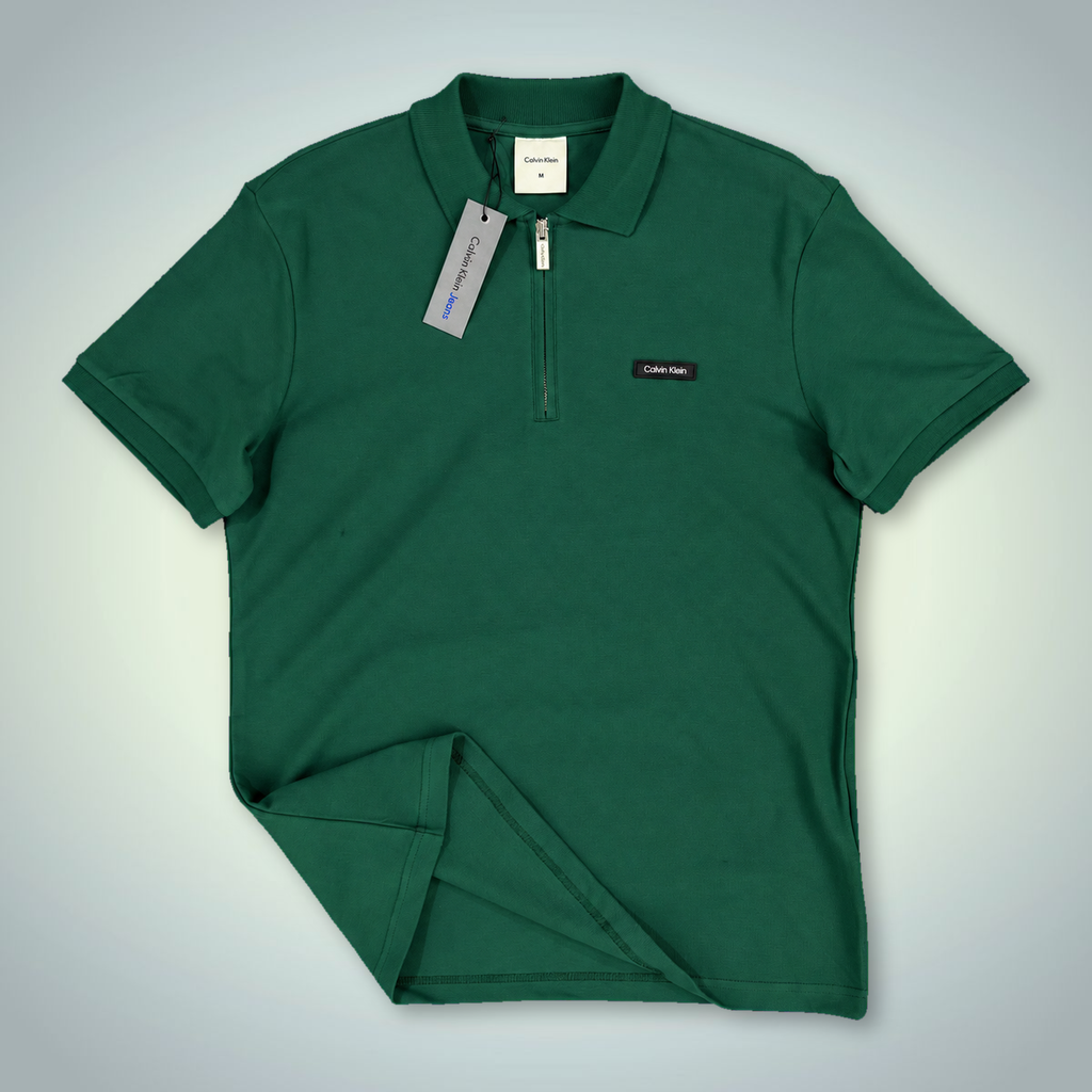 Calvin Klein moška polo majica z zadrgo, zelena. Vrhunska kakovost