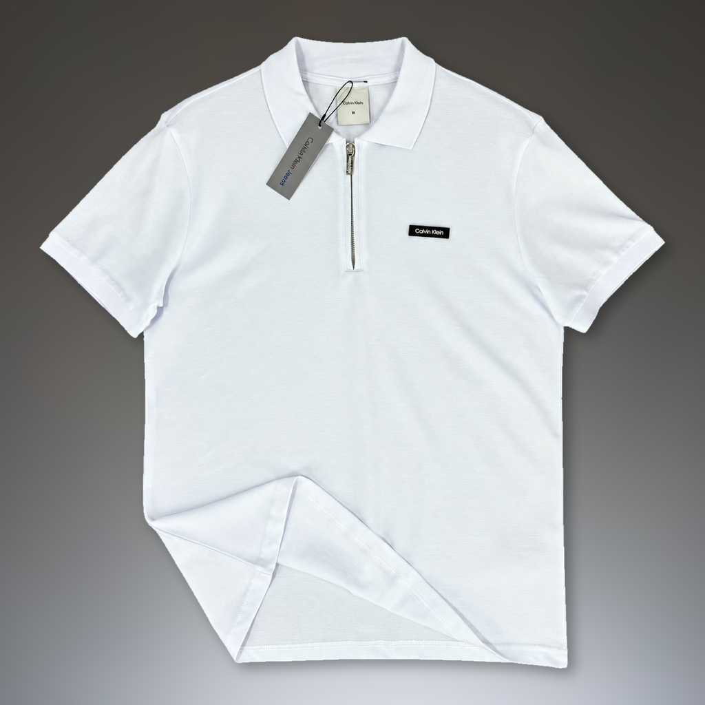 Calvin Klein moška polo majica z zadrgo, bela. Vrhunska kakovost