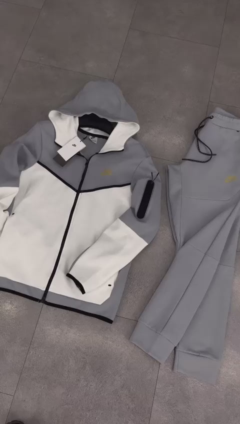 Nike Tech Fleece moška trenirka, bela in siva. Vrhunska kakovost