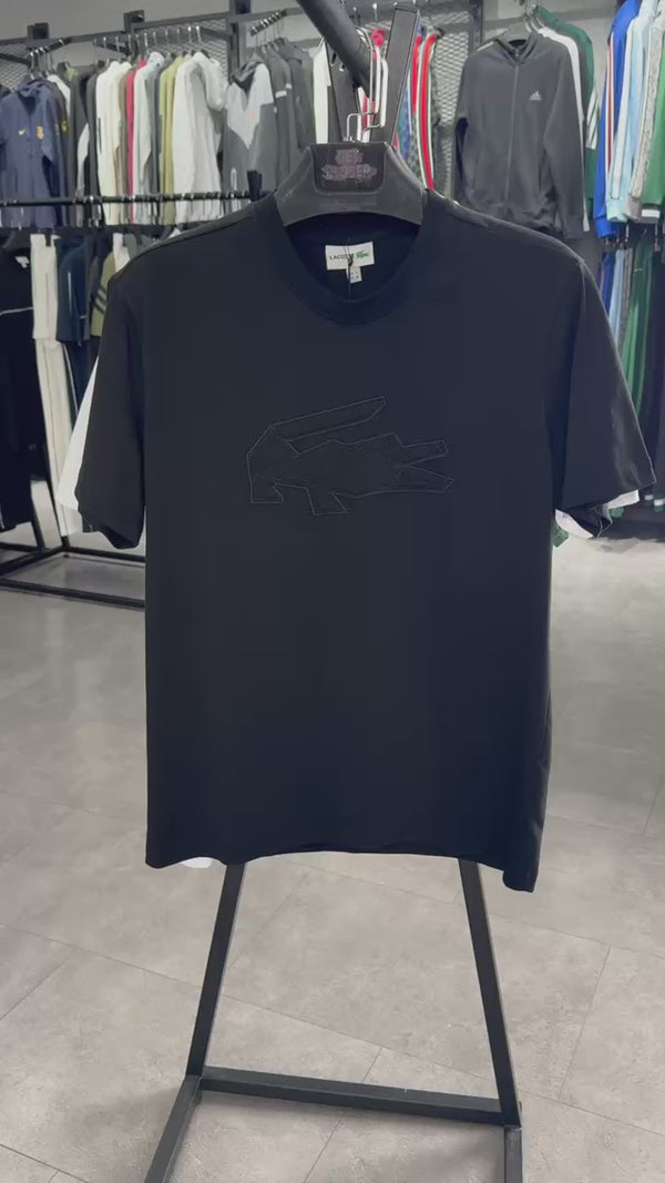 Moška majica Lacoste, logotip s skico, črna. Vrhunska kakovost