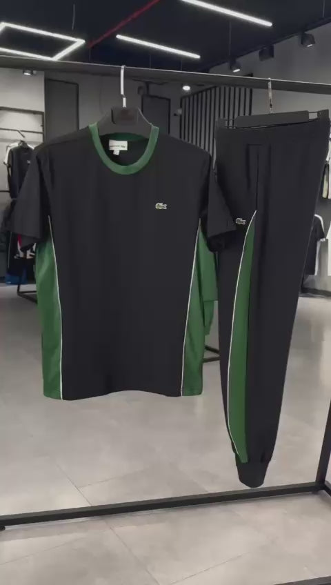 Lacoste moški poletni komplet, črno-zelen. Model 2025. Vrhunska kakovost