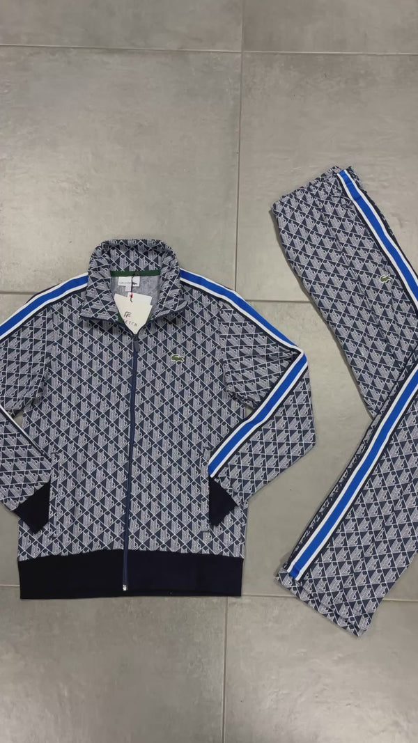 Lacoste moška trenirka, Jacquard Monogram, temno modra - bela. Vrhunska kakovost