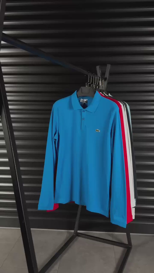 Lacoste moška polo majica z dolgimi rokavi, temno modra. Premium kakovost