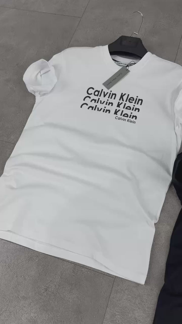 Moška majica Calvin Klein, izrezani logotipi, črna. Vrhunska kakovost